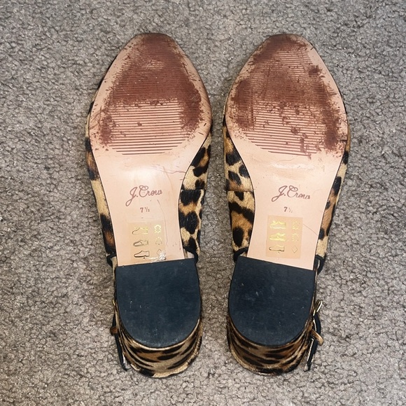 J.Crew Slingback Block Heel Pump Leopard Calf Hair Leather Rich Mohagany 7.5 - Picture 8 of 8